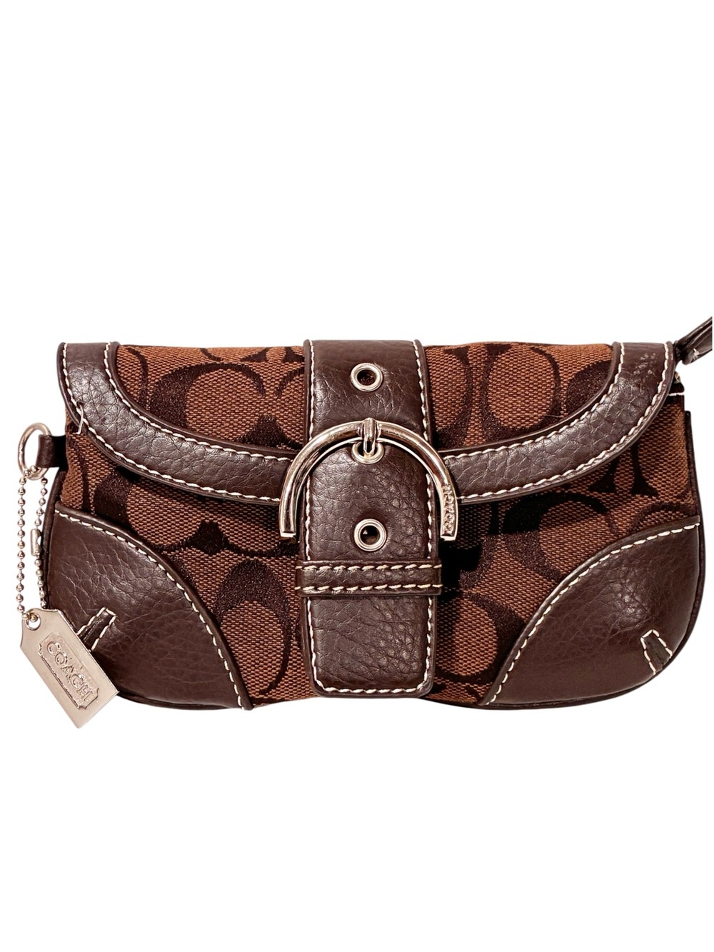 Coach Vintage Y2K Chocolate Brown Buckle Snap Closure Pouch